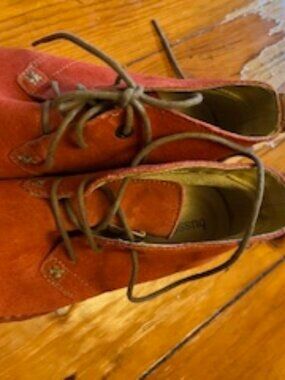 Bussola Light Red Suede Oxford Flats, Size 38